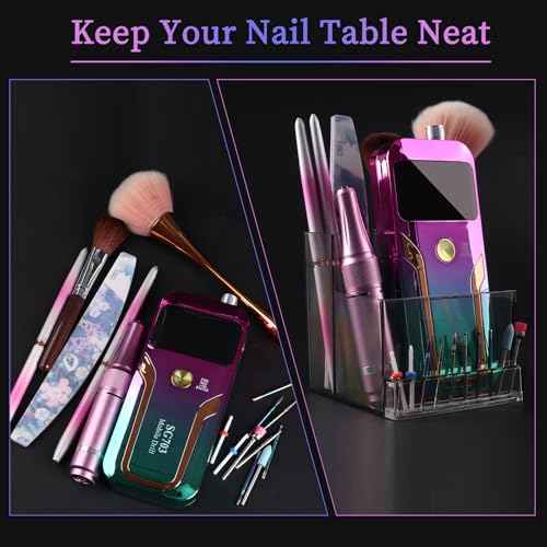 ANGNYA Nail Drill Holder Grinding Bit Storage Box, 10 Holes Transparent Nail Drill Bit Holder Plastic Nail Drill Tool Organizer Manicure Tools Display Box for Nail Tech Supplies