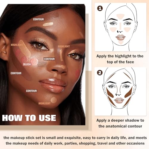 6-Color Cream Contour Stick Makeup Kit - Highlighter & Bronzer