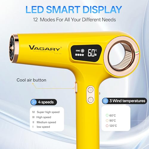 VAGARY High Speed Ionic Hair Dryer with Diffuser - 110000 RPM