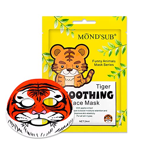 Animal Spa Mask, Character Masks Sheet- Penguin, Panda, Tiger, Cat -Nourishing Moisturizing Effects For All Skin Types- Birthday Party Gift for her, Girls Night, Spa Night, Beauty Gift (4pack)
