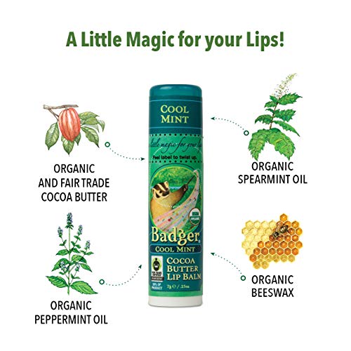 Badger Lip Balm Cool Mint, 0.25 Ounce