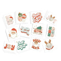 Retro Christmas Temporary Tattoos/Pack of 36/ Full Color with Gold Metallic Highlights/Christmas Party Favor/Stocking Stuffer/Removable