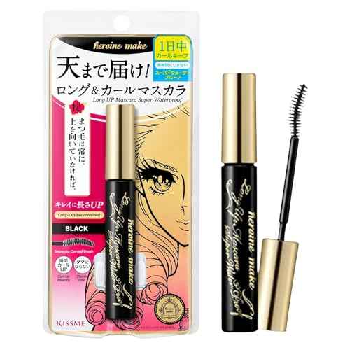 HEROINE MAKE by KISSME Waterproof Mascara Black | Tubing Mascara Volume and Length by Defining Fiber for Long and Curl Eye Makeup for Women, Made in Japan, Black, 1 EA