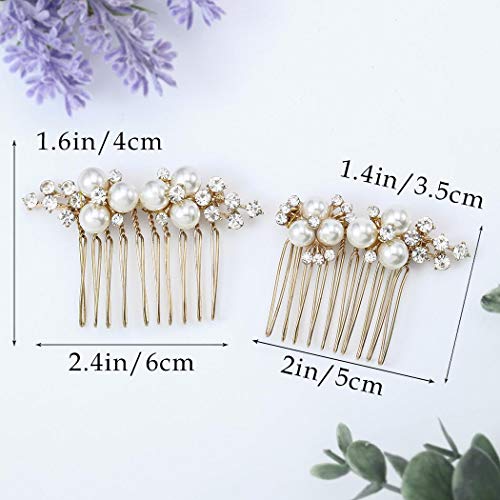 Pearl Rhinestone Bridal Hair Comb Set - Gold Wedding Hair Accessories