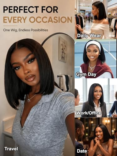 10-Inch Straight Bob Wig - 7x5 Lace Front Glueless Human Hair