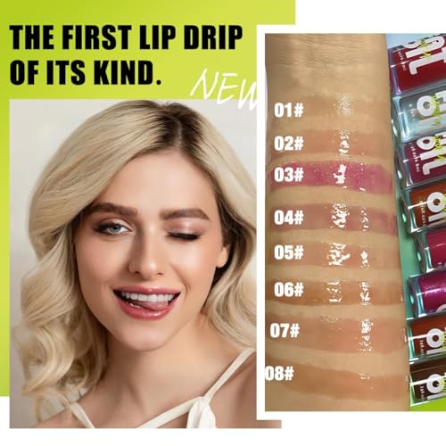 4-Color Hydrating Lip Oil Set with Large Brush – Shiny & Non-Sticky