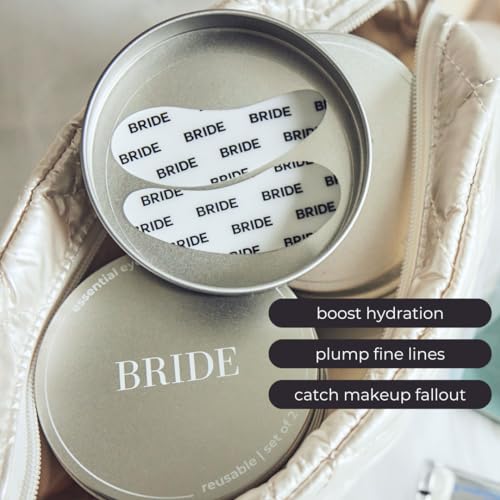 Bride Essential Under Eye Mask -1 Pair Reusable Silicone Eye Patches to Boost Hydration, Reduce Dark Circles, Smooth Fine Lines with Tin Case for Bridal Shower, Bachelorette and Wedding Gift