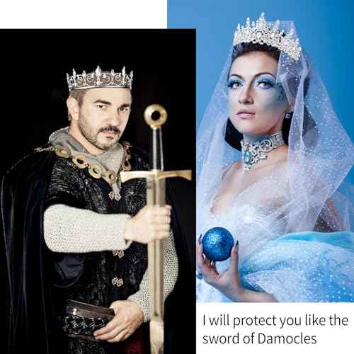 VELSCRUN 2 Pcs Tiara Crown for Men Women, Silver Crowns for Men Metal, King Queen Crown Tiaras, Prince Crown Princess Tiaras for Girls, Birthday Prom Wedding Halloween Party Hair Accessories B