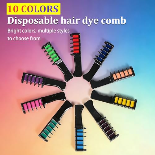 Hair Chalk Combs 10 Color Washable Temporary Dye Set
