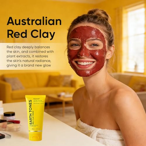 Australian Red Clay Face Mask, Earth Tones Face Mask, Mineral-Rich Purifying Mud Mask with Desert Lime, Rainforest Lime Extracts & Shea Butter, Smoother Skin, All Skin Types, 100 ML (2)