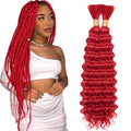 Red Curly Human Braiding Hair Bundles - 22 Inch Deep Wave