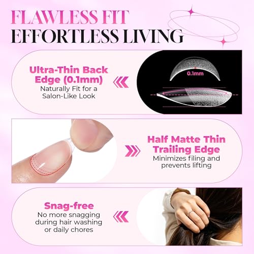 Luckyfairy X-Soft Short Almond Nail Tips 270pcs, 15 Sizes – Clear Gel Nail Tips