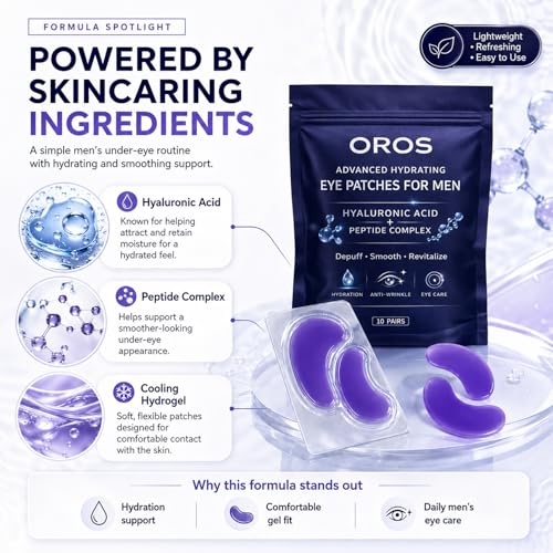 OROS Hydrating Eye Patches for Men, 10 Pieces