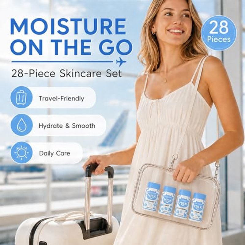 28-Piece Mini Travel Skincare Set for Hydration & Freshness