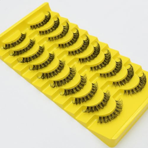 Cat Eye Russian Strip Lashes - 10 Pairs Faux Mink Fluffy