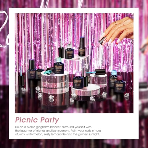 ROSALIND Cat Eye Gel Nail Polish Set - 8 Glitter Silver & Magnetic Colors