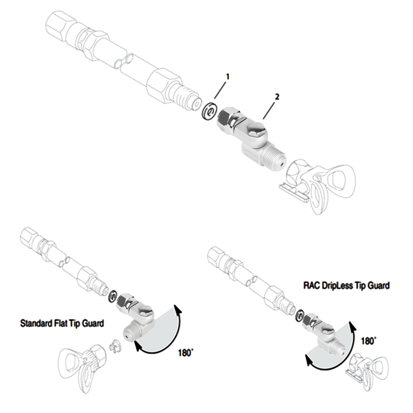 GregYoung 2 Pack Swivel Joint for Airless Paint Sprayer,Airless Wand Extension Accessories,Replace Fan Pivot for Airless Spray Gun,Compatible with Graco 235486 7/8 Inch Thread 180 Degree Rotation