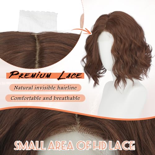 Short Bob Wig with Lace Front, 11 Inch Reddish Brown