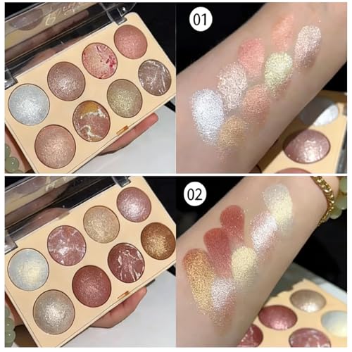 K'APEINE 8-Color Baked Eyeshadow Palette with Blush & Contour