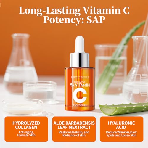 Vitamin C Facial Serum 20% with Hyaluronic Acid & Niacinamide ? Anti-Aging Formula to Boost Collagen, Hydrate and Plump Skin, For All Skin Types ? 1 Fl Oz