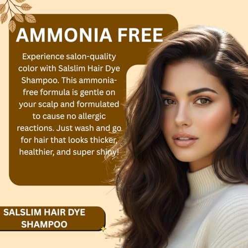SALSLIM Dark Brown Hair Dye Shampoo 7-in-1 Natural Color Gray Coverage