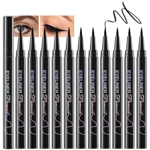 Liquid Eyeliner Pen 12 Pack - Ultra-Fine Tip, Waterproof & Smudge-Proof