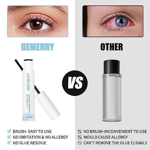 GEMERRY Lash Remover for Lash Extensions 5ml Eyelash Cluster Glue for Lash Clusters Self-Use Lash Extension Remover Gentle Mascara Wand Lash Glue Remover