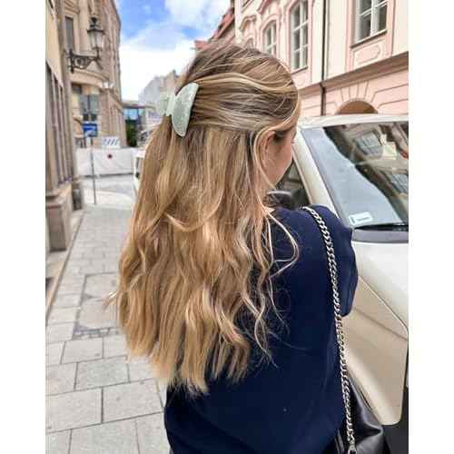 HAIMEIKANG Hair Clip, 4Pcs Acrylic Large Hair Clips in White, Blue, Emerald, Green - Strong Hold Jaw Clips for Thick Thin Hair, Cute Non-slip Claw Clips, Stylish Hair Accessories for Women Girls