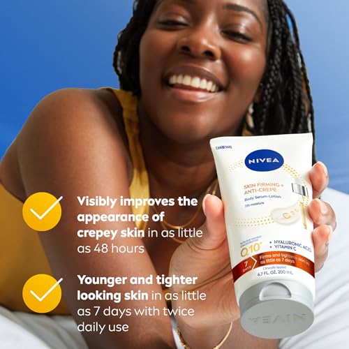 NIVEA Skin Firming & Anti Crepe Body Serum-Lotion with Q10, Hyaluronic Acid and Vitamin C, 72-Hour Moisture, 6.7 Fl Oz Tube