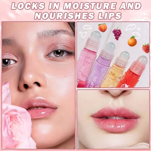 6 Hydrating Roll-On Lip Gloss Set - Moisturizing Lip Oil