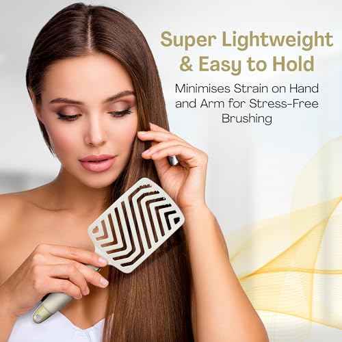 Lily England Paddle Hair Brush for Fine Hair Women - Professional Hairbrush with Vents - Lightweight Thin Detangler with Gel Handle for Comfort-Styling - Beige