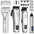 Hair Clippers for Men,4 in 1 Professional Hair Clippers T-Blade Trimmer Electric Foil Shaver Nose Hair Trimmer Set,Cordless Barber Hair Cutting Men¡¯s Grooming Kit LCD Display Gifts (Silver)
