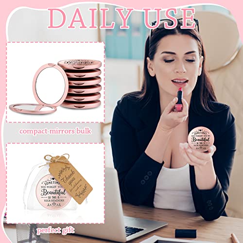 Tatuo 24 Set Sometimes You Forget Your Beautiful Compact Mirror Bulk for Women Inspirational Appreciation Gifts Pocket Makeup Mirrors for Valentine Galentine's Day Bridal Party Souvenir