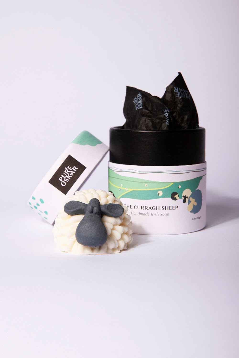 Pure Oskar Curragh Sheep Handmade Irish Soap Natural Moisturizing Ingredients Cute Quirky Fun Irish Gift, Made in Ireland, Gift-boxed