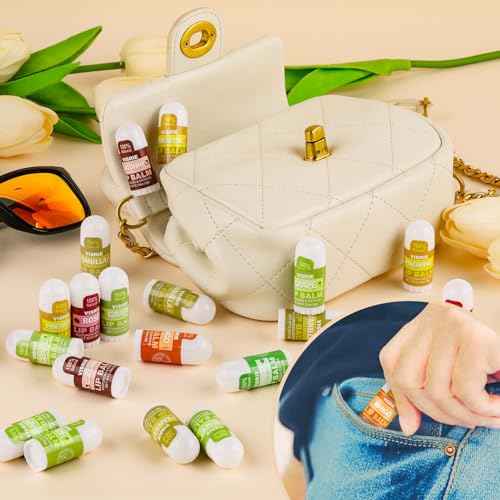 Mini Lip Balm 20 Pack, Natural Lip Balms Bulk with Vitamin E and Coconut Oil, Moisturizing Lip Balm for Dry Cracked lips - 10 Flavors