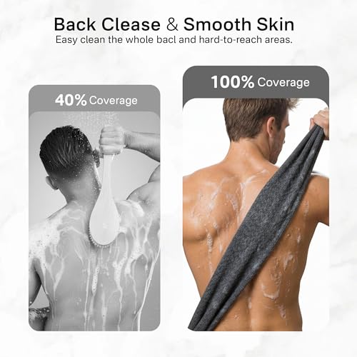Yiclick 3-Pack Exfoliating Washcloth Towels - 40 Inch Back Scrubber
