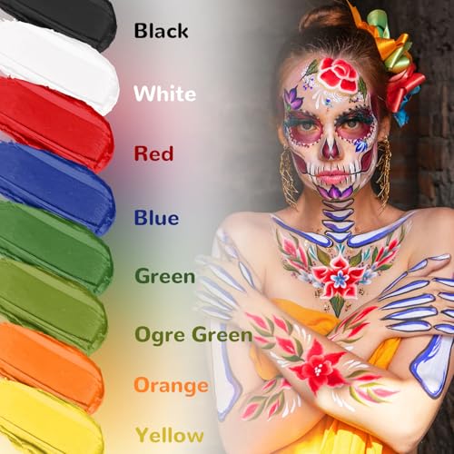 Ogre Green Foundation Oil Based Face Paint, Professional Green Greasepaint for St. Patrick's Day, Halloween Face Painting for Witch Shrek Hulk Goblin Monster for Adult Carnival & Costume Party