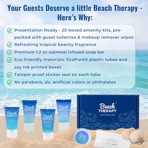 Beach Therapy Hotel Amenity Kit Box - 20 Guest Toiletry Sets