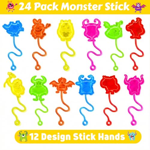 48 PCS Monster Party Favors - Stick Hands & Tattoos Goodie Bag Set