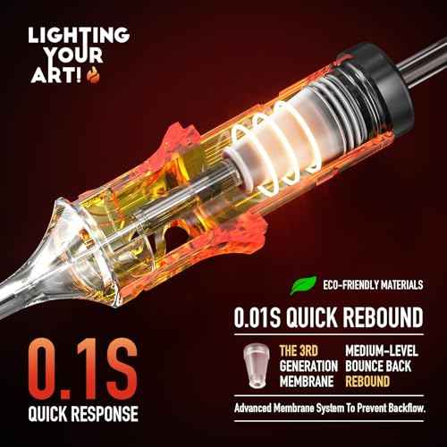 CNC 50PCS Tattoo Cartridge Needles Assorted Mixed Size #12 Round Liner - 1203RL 1205RL 1207RL 1209RL 1211RL with Membrane Professional Disposable Tattoo Needles EN09-50KIT-E