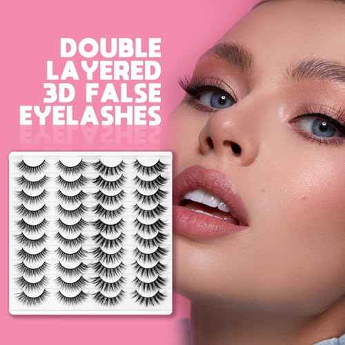 Eyelashes Lashes False Eyelashes Pesta?as Lashes Wispy False Lashes Pesta?as Postizas Naturales Strip Lashes Eyelash Natural Eyelashes Eyelash Extension 20 Pairs Cat Eye Lashes (Black)