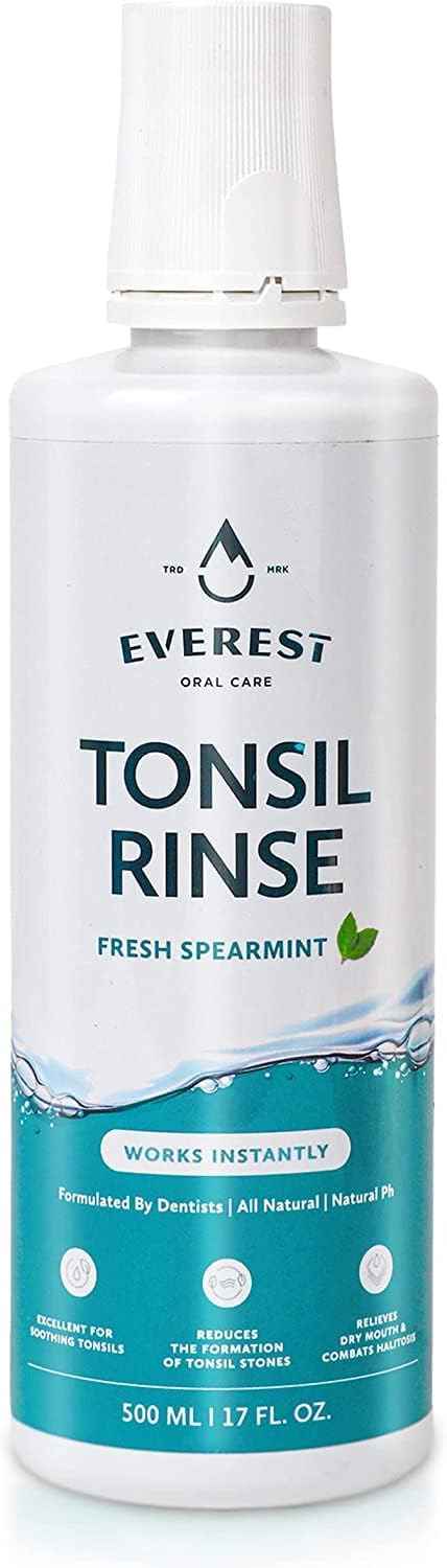 Everest Mouth Wash & Tonsil Stone Remover – Natural Mouthwash or Oral Rinse Liquid to Help Soothe Tonsils, Bad Breath, & Relieve Dry Mouth - Alcohol Free Treatment (17 fl oz)