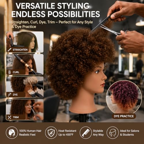 Afro Mannequin Head 100% Human Hair - 9" Braiding & Styling