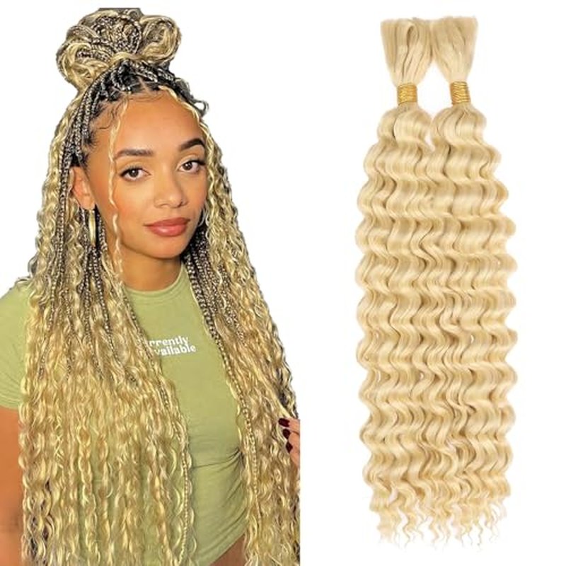 613 Blonde Braiding Hair 26" Deep Wave Human Hair Bundle