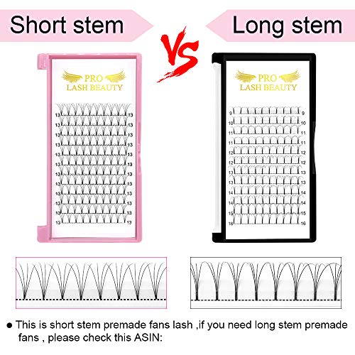 Premade Fans Eyelash Extensions 4D-D-0.10-15 Short Stem Premade Volume Eyelash Extensions .07 .10 C D Curl Pre made Lash Fans 9 to 20 mm Volume Lash Extensions (4D-D-0.10,15mm)
