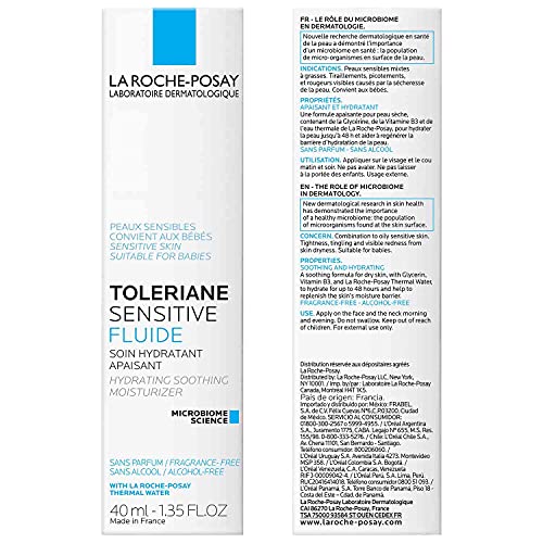 La Roche-Posay Toleriane Sensitive Face Moisturizer with Glycerin - Oil-Free, Soothing & Hydrating for Sensitive Skin