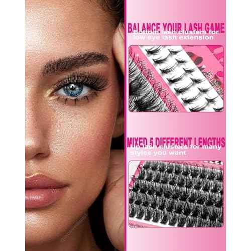 MilyBest Fluffy Lash Clusters Kit Volume Eyelash Clusters with Bottom Lashes 10-18mm Individual Lashes Clusters Manga Lash Extension Kit Waterproof Bond and Seal Thick Full D-Curly Eyelashes, Fable