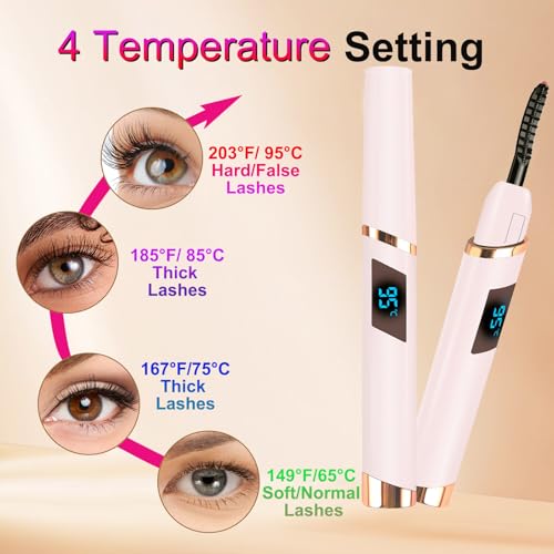 Heated Eyelash Curler 4 Temp Modes 65-95°C LED Display