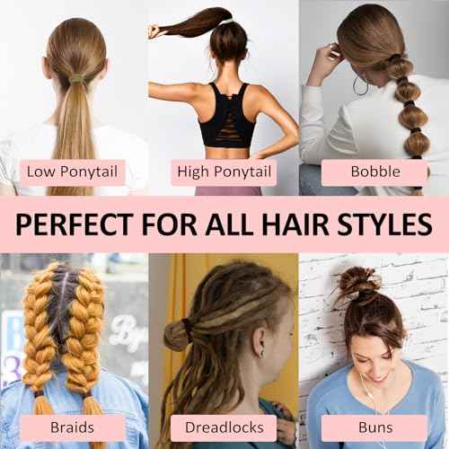 120Pcs Large Brown Nylon Hair Ties for Thick Curly Hair No Damage, Big Soft Cloth Hair Elastic Bands & Seamless Stretchy Fabric Ponytail Holders for Women Girls, Perfect for Updos & Braids