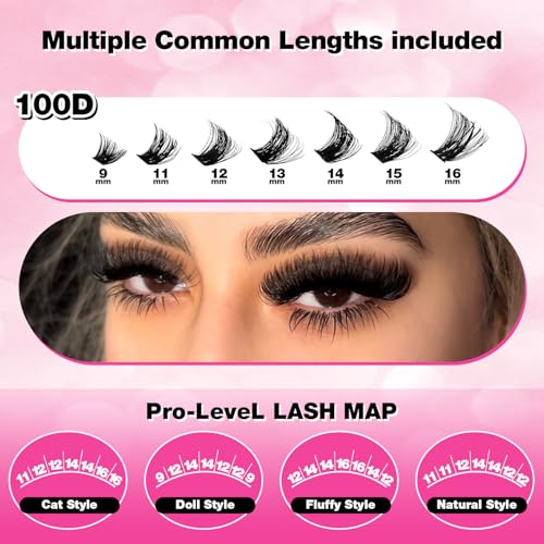 448pcs Cluster Lashes Kit 100D Volume with Bond & Tweezers